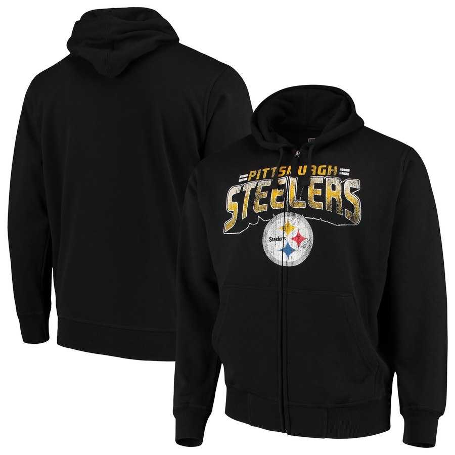 Men's Pittsburgh Steelers G III Sports by Carl Banks Perfect Season Full Zip Hoodie Black,We sell and wholesale Men's Pittsburgh Steelers G III Sports by Carl Banks Perfect Season Full Zip Hoodie Black on line form chian!